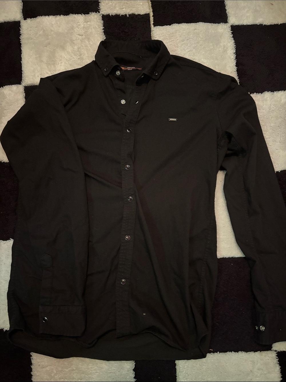 Men's Black Button-Down Casual Shirt